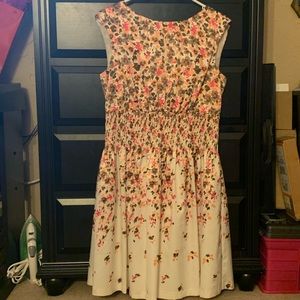 White Dress With Pink Flower Design